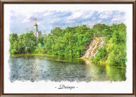 Картина Дніпро. Монастирський острів - Міський пейзаж 