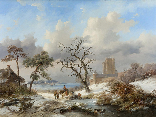 Картина Зимний пейзаж в деревне 2 - Крузман Фредерик Маринус 