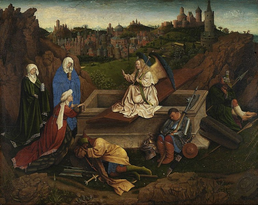 Картина Губерт ван Эйк - Три Марии у гроба - Ван Эйк Ян 