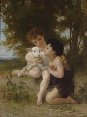 Картина Дети с ягненком - Бугро Уильям-Адольф 