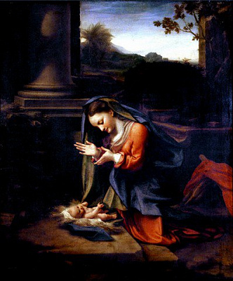 Картина Корреджио - Мадонна и ребенок - Религия 