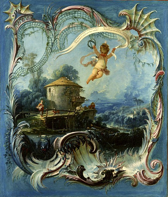 Картина Пасторальный пейзаж с Купидоном - Буше Франсуа 