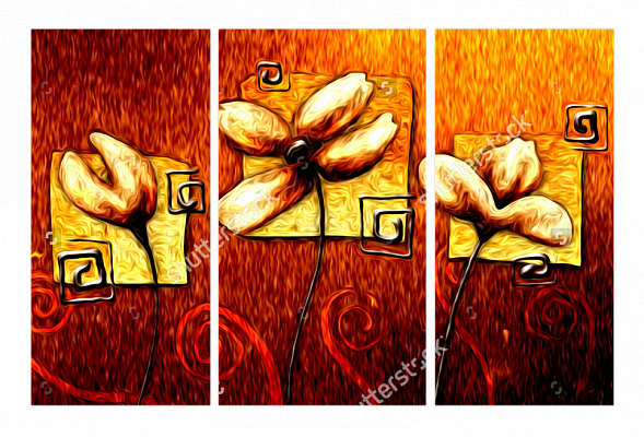 Картина Вогняні квіти - З трьох частин 