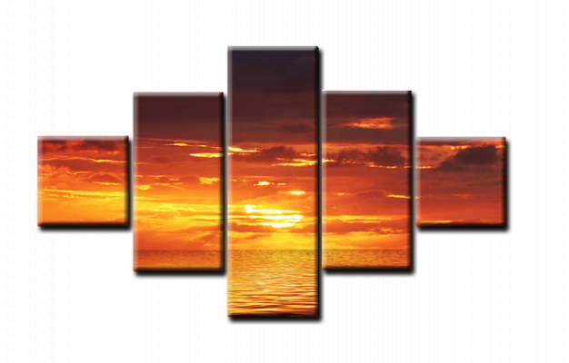 Картина Захід сонця на морі - З п'яти частин 