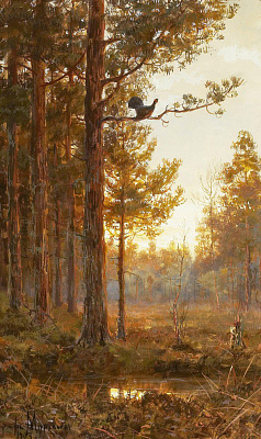 Картина Закат в лесу - Муравьев Владимир 