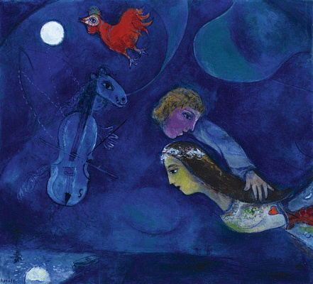 Картина Красный петух ночью - Шагал Марк 