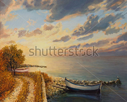 Романтичний схід сонця на березі моря