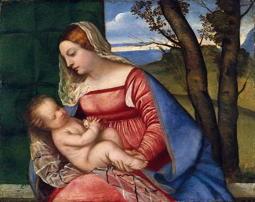 Картина Тіціан Вечелліо - Мадонна з немовлям 2 - Вечелліо Тіціан 