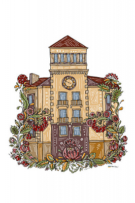 Картина Башня с часами - Картины Анастисии Понoмаревой 