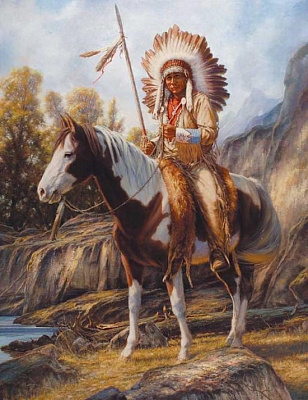 Картина Вождь на коне - Мужские национальные 
