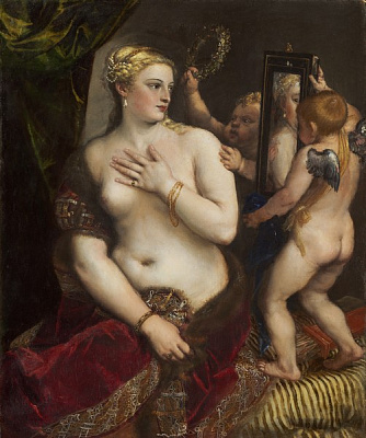 Картина Тициан Вечеллио - Венера перед зеркалом - Вечеллио Тициан 