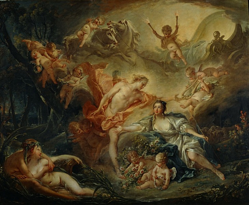 Картина Аполлон, раскрывающий свое божественное происхождение пастушке Иссе - Буше Франсуа 