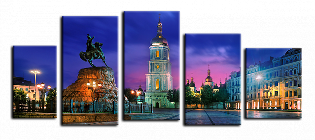 Картина Київ вечірній - З п'яти частин 
