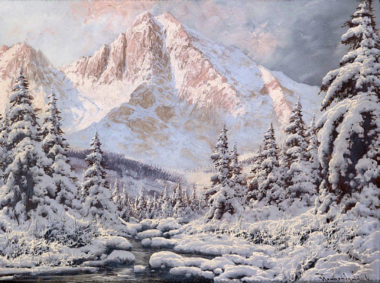 Картина Зимний пейзаж в горах - Пейзаж 