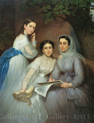 Картина Семейный женский портрет - Женские старинные 