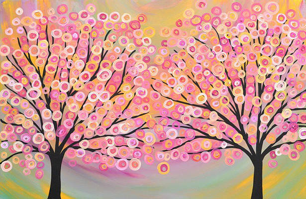 Картина Современные деревья в цвету - Неизвестный художник 