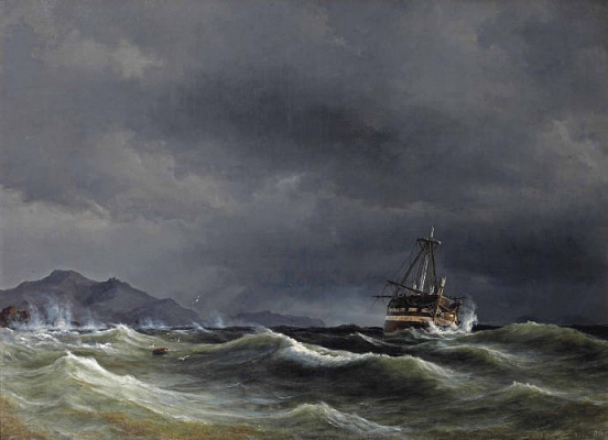 Картина Корабель у Червоному морі - Мельбю Антон 