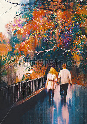 Картина Осенняя прогулка - Луатонг Тити 