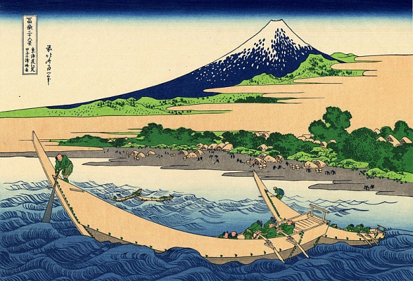 Картина Эскиз побережья Тагоноура в бухте Эдзири на дороге Токайдо - Японская живопись 