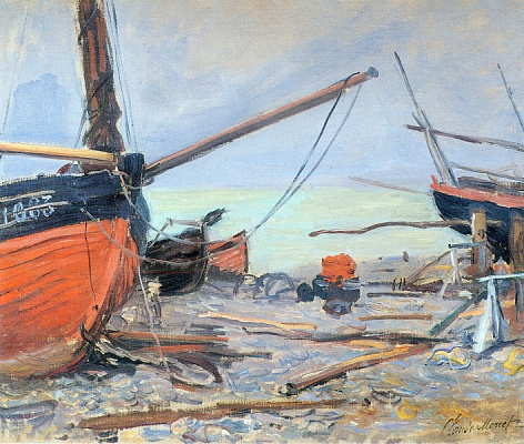 Картина Лодка на пляже - Моне Клод 