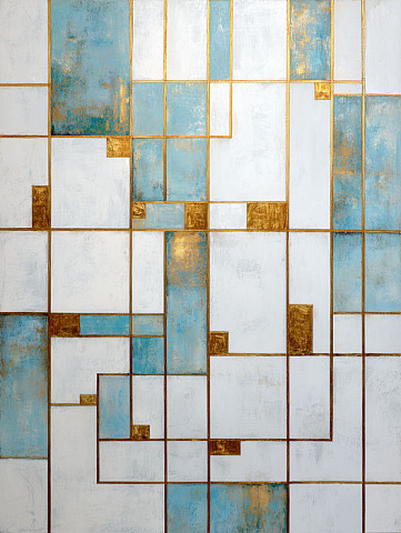 Абстрактная композиция с белым и голубым 2